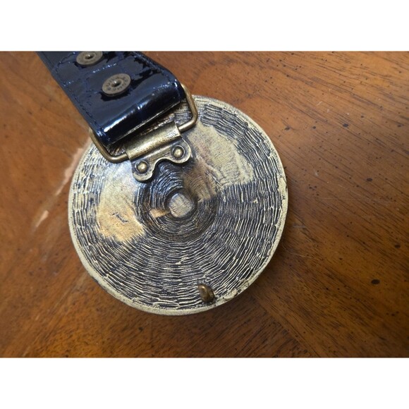 JANA KOS Belt Rhinestone Design Buckle Reptile Croc Embossed Pattern Black Sz 32 - Picture 3 of 4